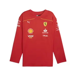 PUMA Mens Scuderia Ferrari Team Hockey Crew Neck Long Sleeve Replica Jersey Casual - Red