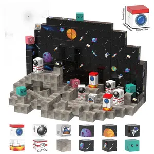100PCS Magnetic Building Blocks Space Rocket Adventure Magnetic Tiles Cubes STEM Montessori Stacking Toy Building Playsets Magnetic Construction Set Building Kit for Boys and Girls Christmas Gift