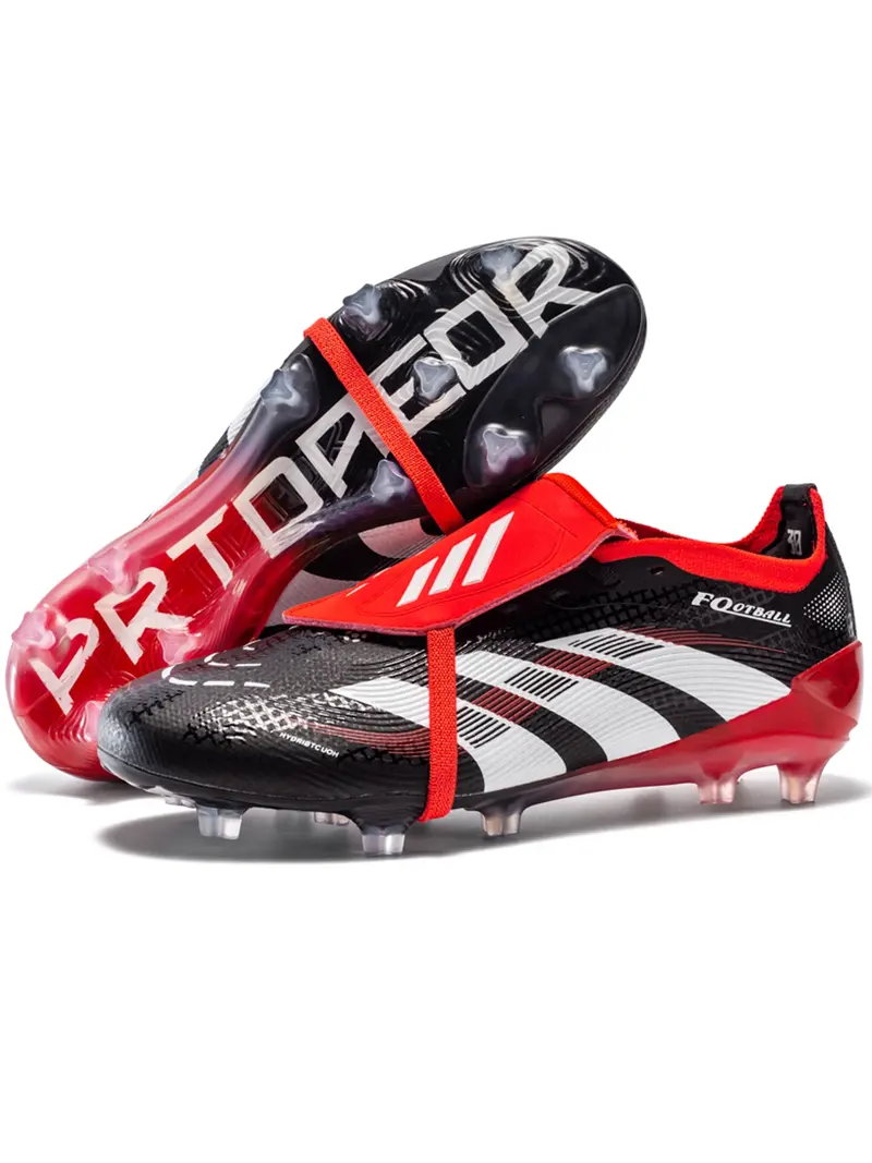 Unisex's Foldable Sporty Football Shoes, Comfortable and Durable Striped Microfiber Upper Football Boots, All Seasons