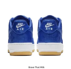 Royal Blue Low-Top Sneakers with Silk-Like Upper & Laser-Etched Pattern, White Midsole & Gum Rubber Outsole, Brand New in Box, Unisex Streetwear Footwear