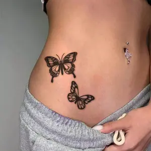 2pcs temporary tattoo stickers, Y2K style black ink butterfly pattern waterproof and sweat-proof washable non-reflective arm and shoulder simulation tattoos suitable for trendy fashion people