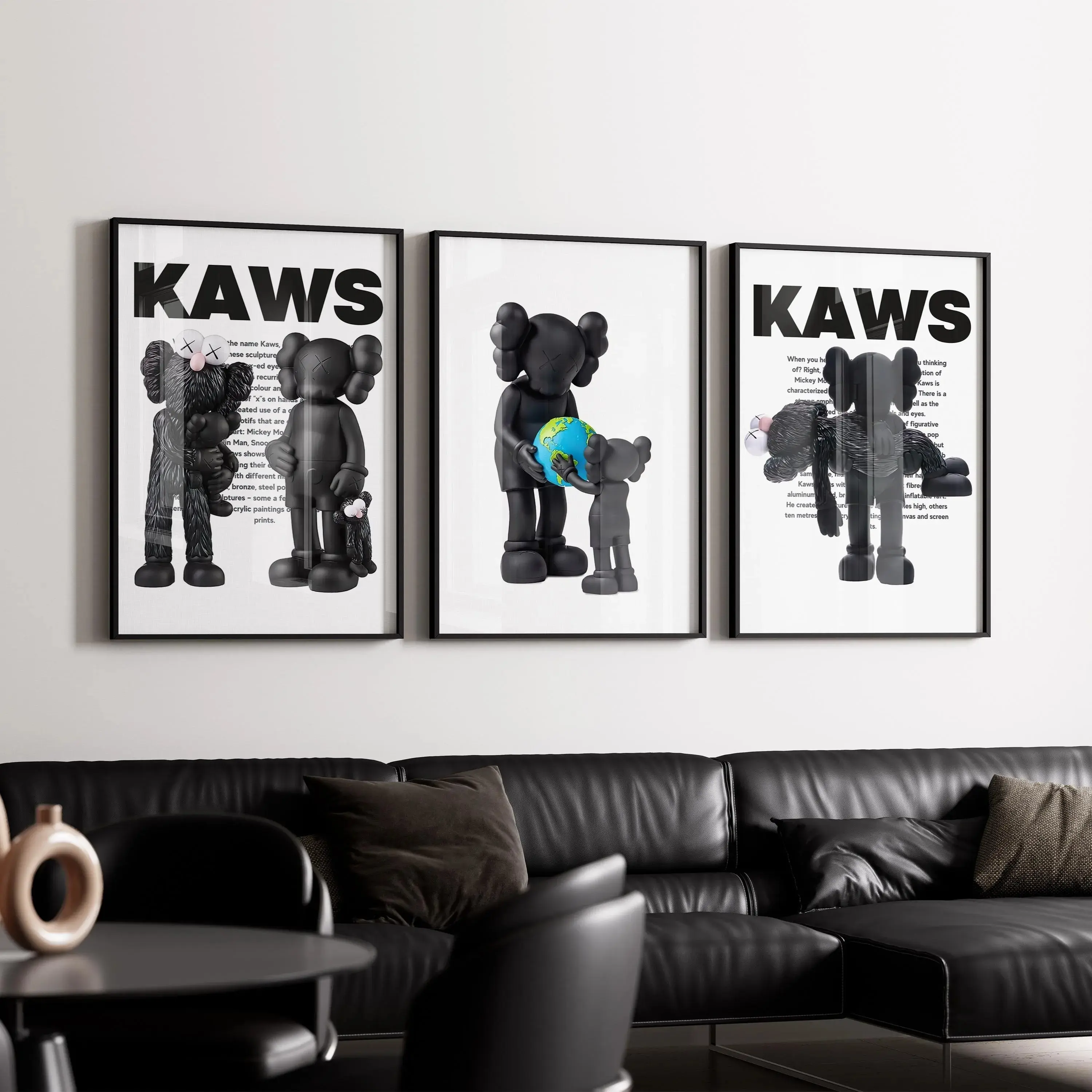 KAWS Figure Poster Set of 3: Hypebeast Room Decor, Dopamine Wall Art
