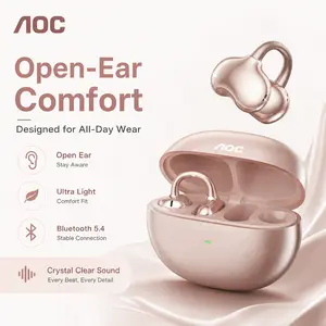 AOC ACD2544 Clip-On Wireless Headphones with Bluetooth 5.4, Open-Ear Earbuds with Smooth Connection, Low Power Consumption, Stereo Sound, Ergonomic Comfortable Fit, Sweat-Resistant Design for Daily Use