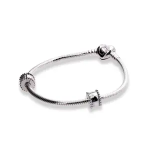 Pandora Women Iconic Heart Bracelet Set with 2 Clips & 1 Charm Jewelry USB795219