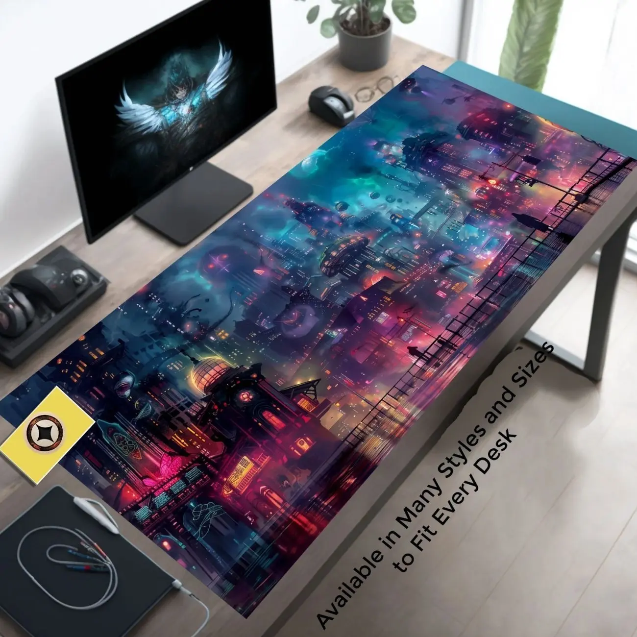 Ghostly Cyberpunk Gaming Mouse Pad XL, Gamer Desk Mat Mousepad XXL, Mini Mousepad, RGB Mousepad, Card Playmat