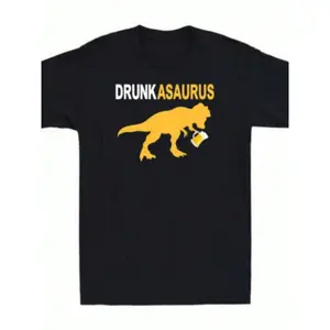 180gMen Drunkasaurus Drunk Dinosaur Animal Drinking Beer Graphic T Shirt