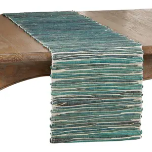 Saro Lifestyle  14 x 54 in. Water Hyacinth Table Runner, Turquoise