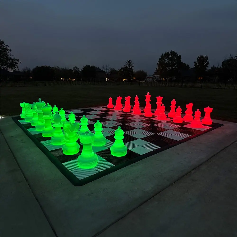 LED Light Up Giant Chess Set 25 Inch Outdoor 7 Colors — MegaChess