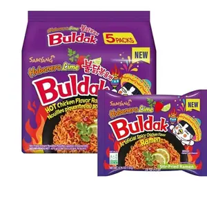 Samyang Buldak Spicy Habanero Flavor Ramen Noodles Instant Hot Chicken Flavor 5 Packs Quick & Flavorful Meal Easy Preparation,