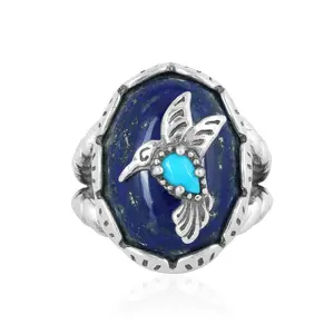 American West Gemstone Hummingbird Ring,Sterling Silver