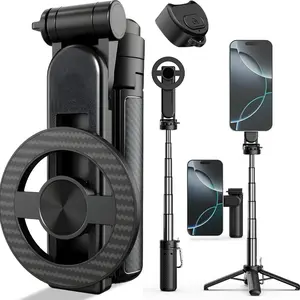 2026 Upgraded Compact 4-in-1 Magnetic Selfie Stick with Remote, 360° Rotatable Smartphone Accessory, 25in Extendable, Converts to Mini Tripod, Camera Grip or Handheld Stabilizer