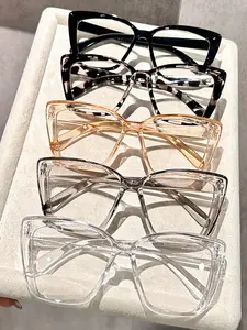 New 5-Piece Cat-Eye Frame Classic Elegant Modern Simple Style Women's Transparent Glasses Set, Outdoor Travel Daily Use Gift Eyeglasses Set