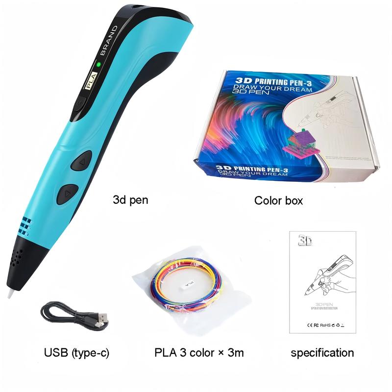 Creative 3D Printing Pen Set USB-Powered DIY Arts Crafts Tool with Finger Protector Photo Album Stand PLA Filament Refills Ideal Gift for Birthday Christmas Fathersdaygift