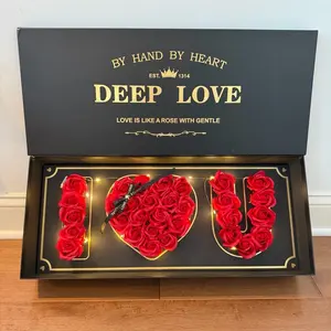 Luxury Eternal Rose Gift Box with LED Lights By Hand by Heart