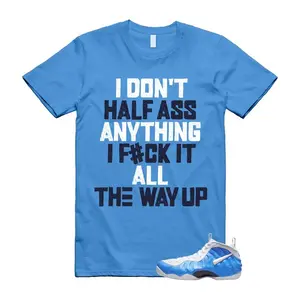 Men's Foamposite University Blue-White-Midnight Navy Air Pro 2026 Matching Half T-Shirt
