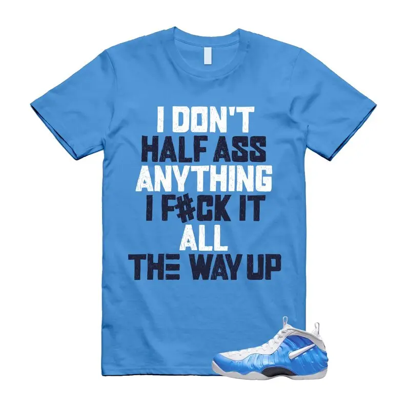 Men's Foamposite University Blue-White-Midnight Navy Air Pro 2026 Matching Half T-Shirt