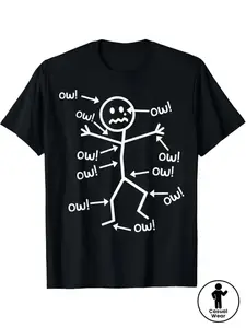 Humorous Chronic Pain Awareness Summer T-Shirt, Round Neck Short Sleeve, Unisex Casual Streetwear, Retro Millennial Style, Classic