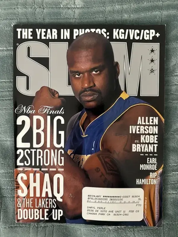 2001 Sept Slam Magazine Poster Print Shaquille O’Neal LA Lakers w/Kobe Iverson - POSTER NO FRAME Shaq