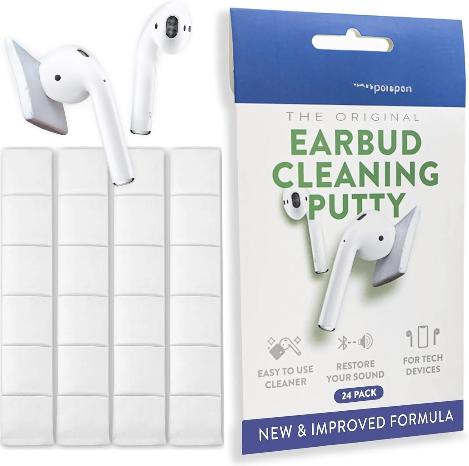 Earbud Cleaning Putty, The  Cleaner Kit Compatible with Airpods, Earbuds & Tech Devices | Easily Remove Wax, Dirt & Gunk from Your Devices | Featured on NBC's Today Show (24 Pack)