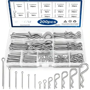 Cotter Pin Assortment Kit - 304 Stainless Steel 13 Sizes Cotter Pins & R Clips Cotter Pin Set for Hitch Pin Lock Systems