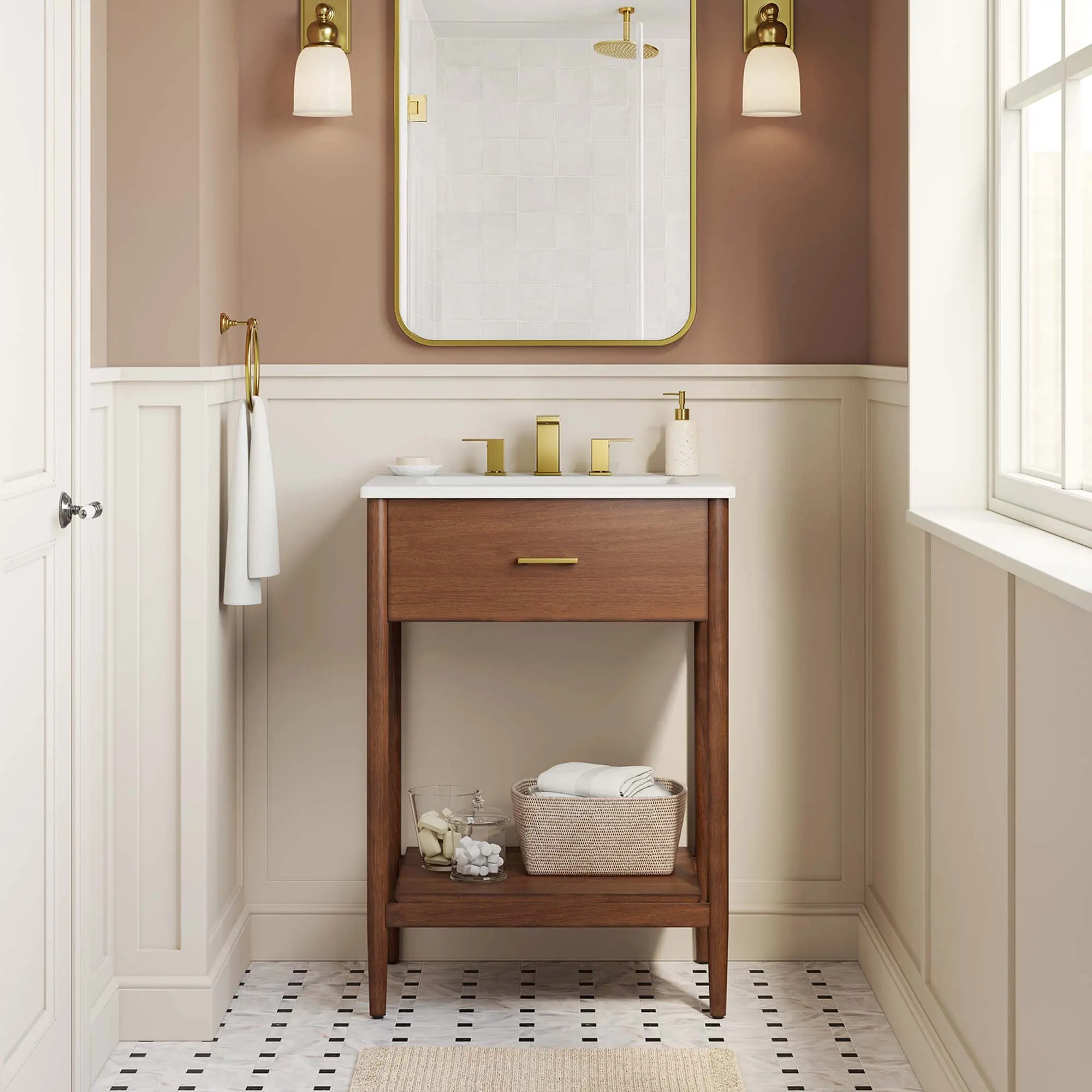 Zaire 24" Bathroom Vanity in Walnut White