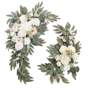 Artificial Flower Arch Kit, 2 Counts/set Romantic Elegant Faux Floral Arch Kit, Artificial Flowers for Outside, Decorative Flowers for Wedding Ceremony & Reception, Artificial Flower Plant
