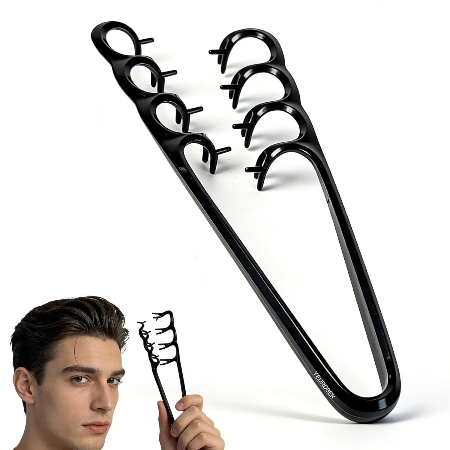 Upgraded Texture Comb, Wide Tooth Comb & Texture Comb for Voluminous Hair, Professional Hair Comb Styling Tool for Men and Women, Fluffy Texture Comb for Volume, Fringe Parting & Curly Hair, Hair Curler Comb, Black, Hair Tools