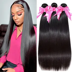 Gefily[14A]Brazilian Straight Human Hair Bundles 18 20 22 24 Inch 100% Unprocessed Virgin Straight Weave 4 Bundles Deals Human Hair