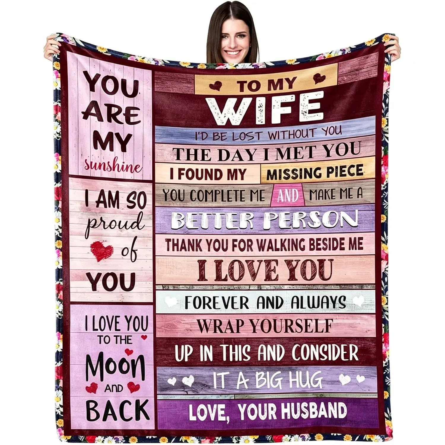 Blankets Romantic Anniversary Birthday Warm Presents for Wife from Husband to My Wife I Love You Gifts for Christmas Valentines Mothers Day Cozy Soft Throws and Comfort Throws