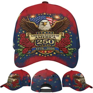USA 250 Years Eagle Baseball Cap - Patriotic Flag Anniversary Adjustable Hat