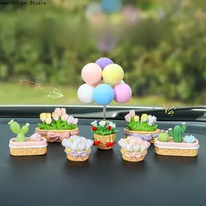 Cute Mini Car Dashboard Ornament - Cartoon-Style Tulip & Succulent Figurines, Strawberry-Themed Car Accessories, Vehicle Interior Decoration, Accessories For Car