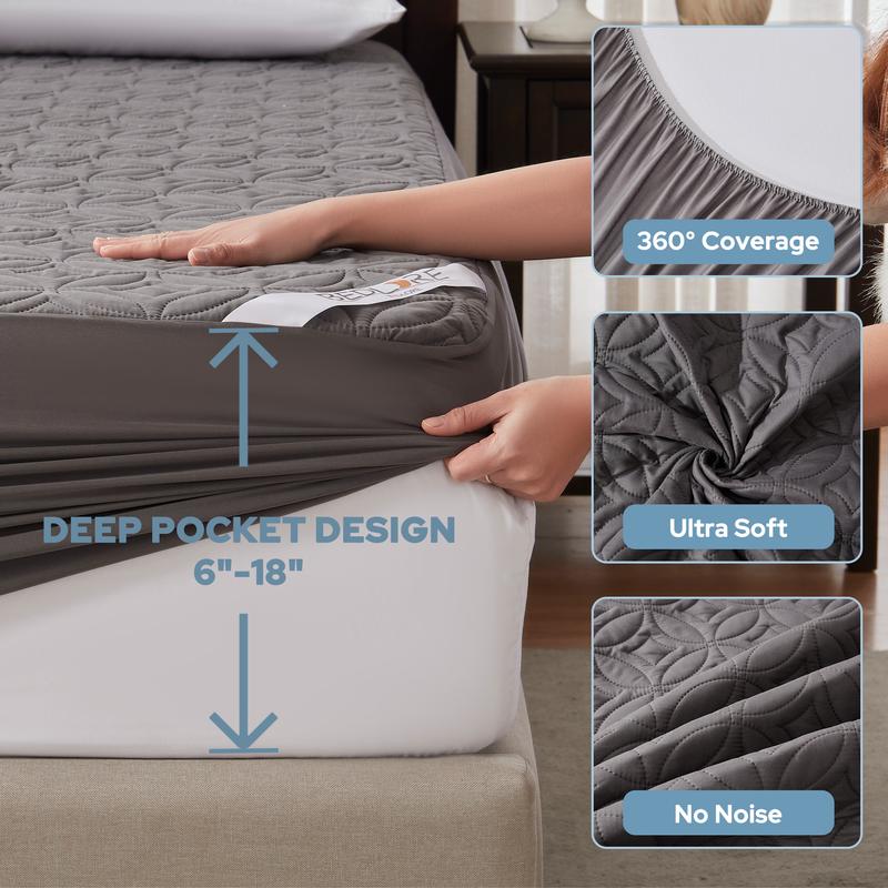 【BEDLORE】Big Copper Coins Waterproof Mattress Protector, 6-18'' Deep Pocket Mattress Pad, Soft Dirt-Proof Bedroom,Collage Dorm,Hotel