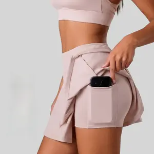 New pleated skirt with pockets anti-light skirt running tennis sports skirt women