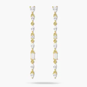 Swagy Chic Slimline Multi-Stone Drop Earrings, Featuring Elegant Drops and Sparkle Effect