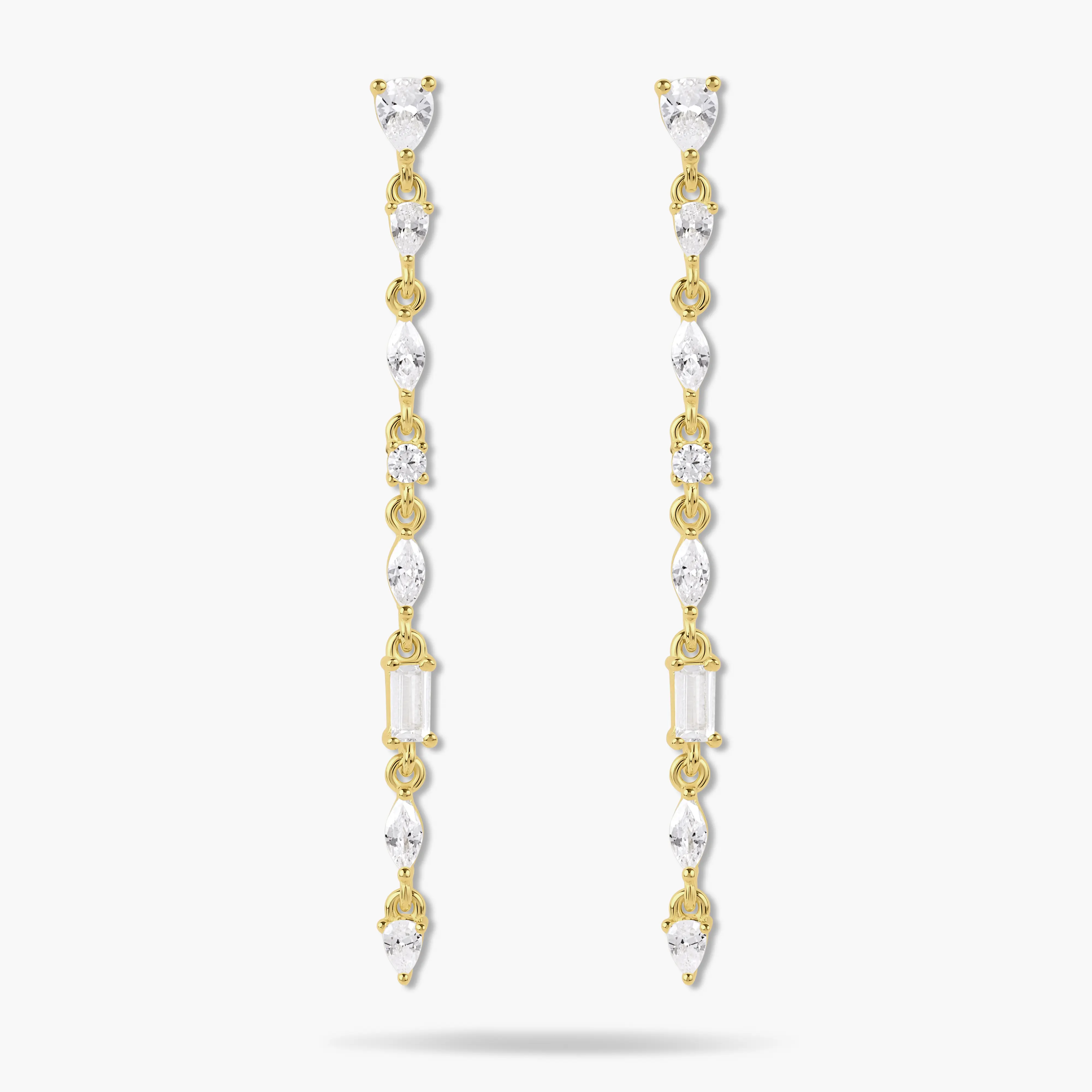 Swagy Chic Women's Water Drop Earrings, Elegant 18-Karat Gold-Plated 925 Sterling Silver Multi-Stone Statement Jewelry with Sparkling CZ, Female, High Quality Earrings, Office Attire