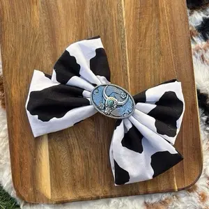 Western Charm Cowprint Hair Bows with Unique Design