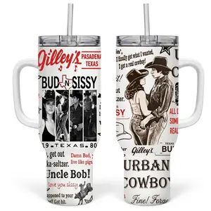 Bud N Sissy Urban Cowboy 40oz Tumbler Retro Western Cowboy Insulated Stainless Steel Travel Mug Gift for Country Fans