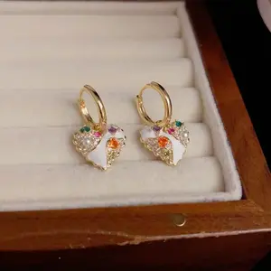 LisiZen Korean Style Exquisite Fashion Fresh Color Zircon Heart Ear Clips, Unique Light Luxury High-end Sweet Versatile Earrings DZEH5050