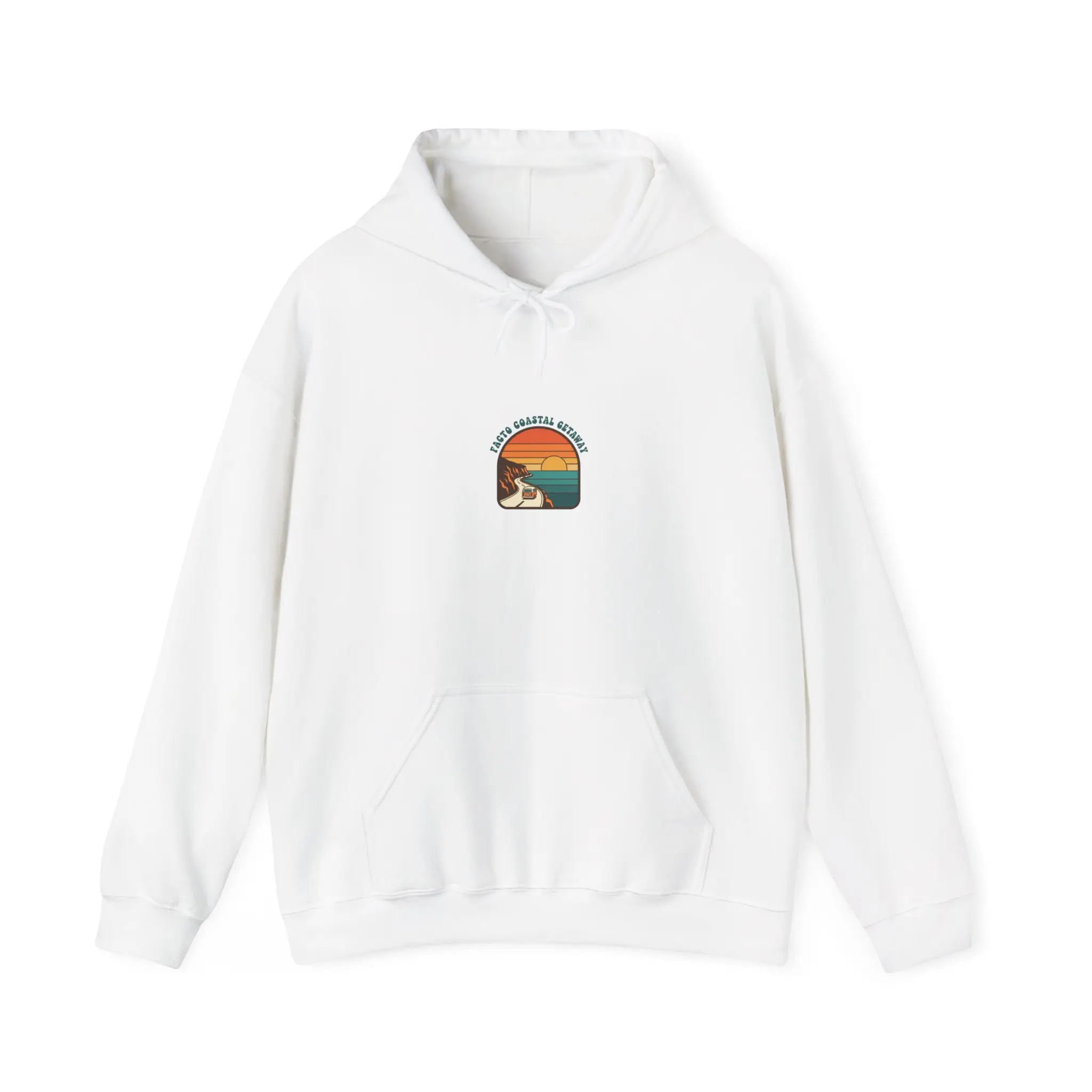 Retro 70s Sunset Surf Hoodie | vintage palm, golden hour postcard design