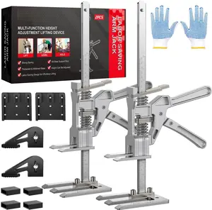 Labor Saving Arm Jack, 2 Pack Stainless Steel 15.6 Inch Construction Jack, Multi-Function Height Adjustment Hand Jacks for Lifting and Leveling, 10 Inch Lift Range