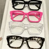4 Pairs Unisex Anti-Blue Light Square Flat Casual Stylish Glasses, Square Fashion Glasses, Casual Trendy Plastic Square Frame Eyeglasses, Ideal for Office, Party and Vacation Photography