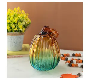 Glitzhome 7" Gradient Halloween Harvest Glass Pumpkin