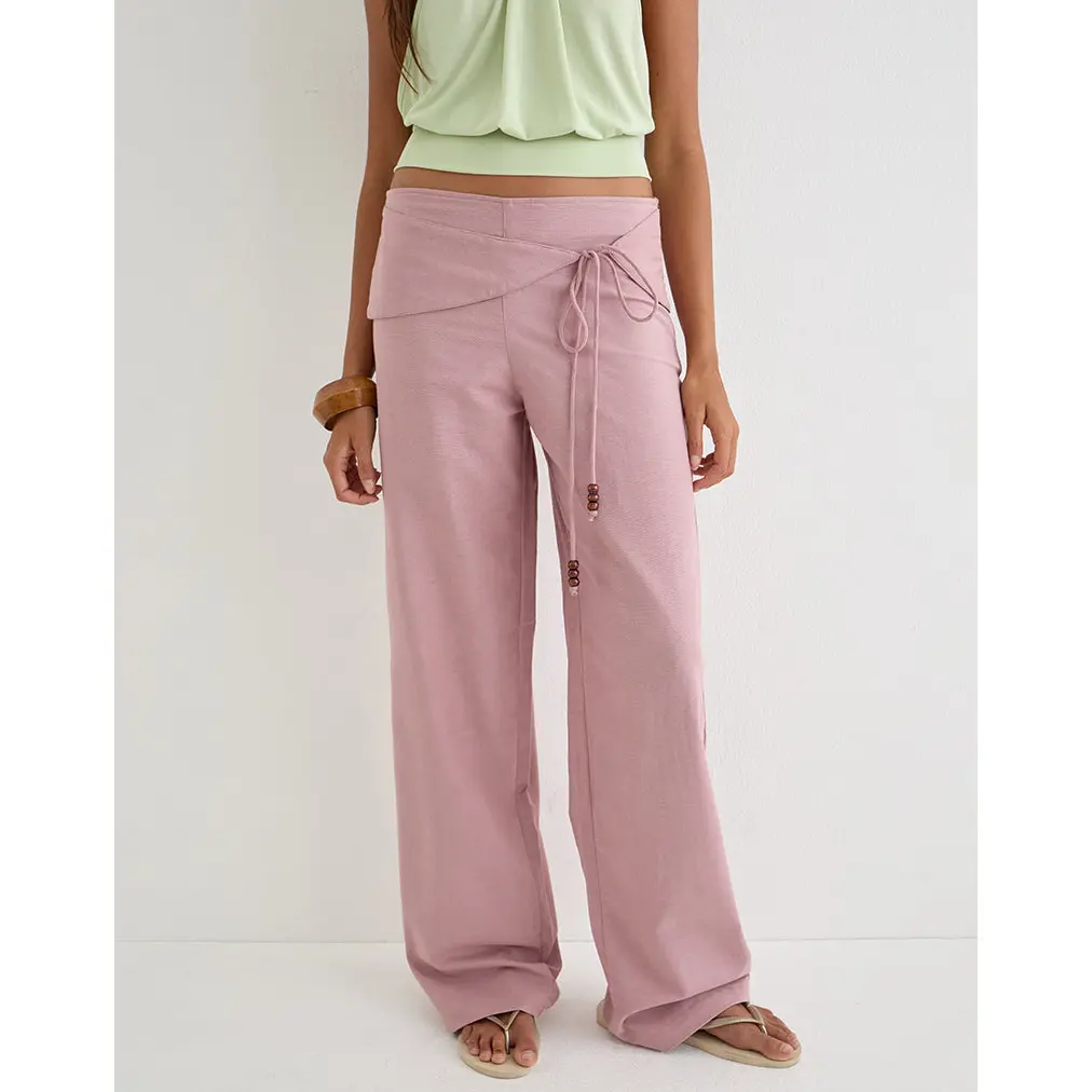 Cursa Trouser in Linen Dusty Rose with Belt