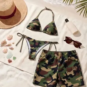 Duck Camo Matching Swimwear Set, Camouflage Bikini & Men Shorts, Summer Beach Swimwear, Summer Vacation Gift 911