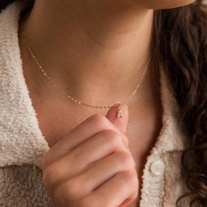 Dainty Pave Letter Necklace by Caitlyn Minimalist - 18K Gold Plated Initial Necklace - Custom Diamond Letter Pendant Necklace with Mirror Chain - Everyday Layering Necklace - Personalized Jewelry - Graduation Gift