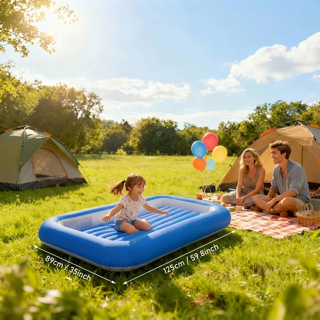 Inflatable Toddler Travel Bed with Safety Guardrails, Portable Bed ...