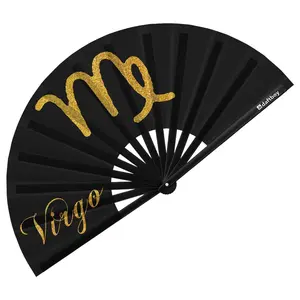 Virgo Rave Bamboo Folding Hand Fan / Clack Fan - Large - Zodiac Collection