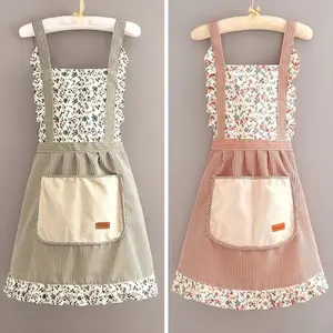 2pcs Floral Princess Apron with Adjustable H-Straps & Hand Pocket, Kitchen Baking Apron for Cooking, Home & Restaurant Use, Cute Apron, Kitchen Aprons, Aprons with Pockets
