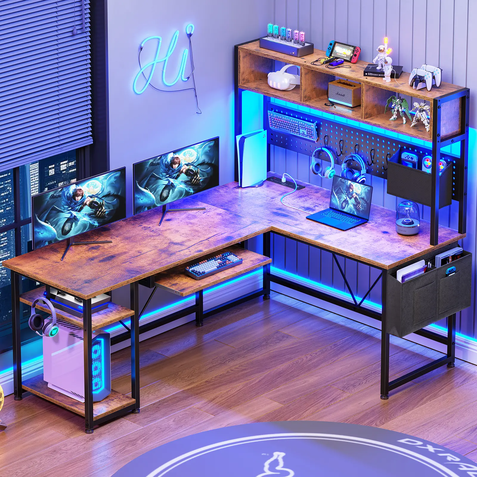 Sedeta 57.5-in Thick Metal Sturdy L-Shape Home Office Desk - Modern Gaming Workstation, Engineered Wood Desk with Tray, Storage Organizer Shelf, Home Office Desks Sedeta 57.5-in Thick Metal Sturdy L-Shape Home Office Desk - Modern Gaming Workstation, Engineered Wood Desk with Tray, Storage Organizer Shelf, Home Office Desks