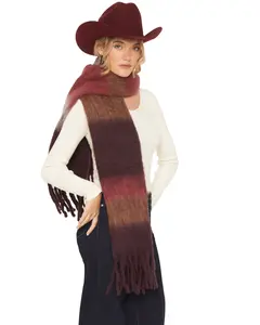 Shyanne Women's Fable Oversized Wool Blend Scarf - Safa25cw12-Burg